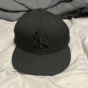All Black New York Yankees New Era size 7 worn once